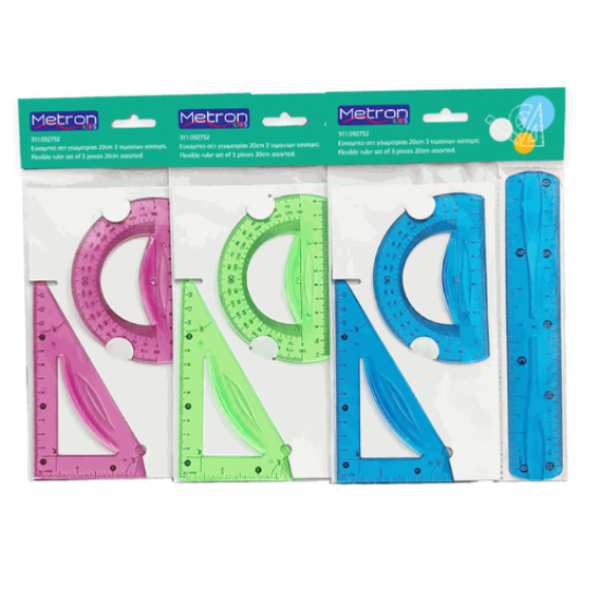 METRON KIDS ΓΕΩΜΕΤΡΙΑΣ ΣΕΤ 3 ΤΕΜΑΧΙΑ ΕΥΚΑΜΠΤΟ BLISTER 20cm